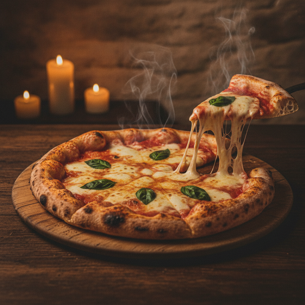 Pizza Margherita frisch aus dem Ofen